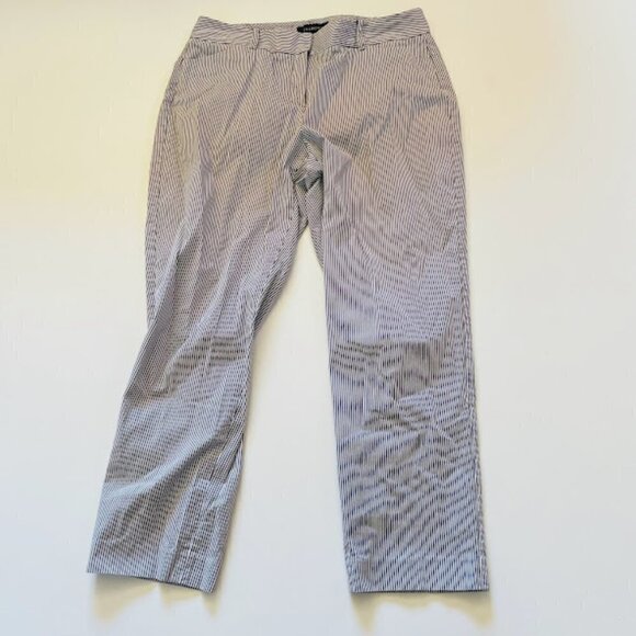 Talbots Pant Trouser Curvy Stripe Train Engineer Curvy Classic Traditional White - Picture 2 of 10